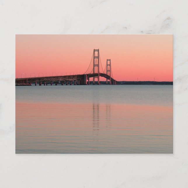 Sunset Over the Mackinac Bridge, Michigan Postcard (Front)