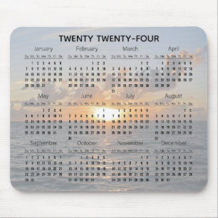 Sunset over the Ocean Design 2024 Calendar Mouse Pad