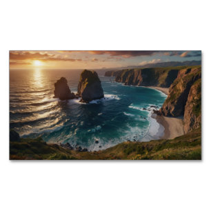 sunset over the ocean magnetic business card