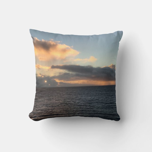 Sunset Over the Ocean Throw Pillow (Front)
