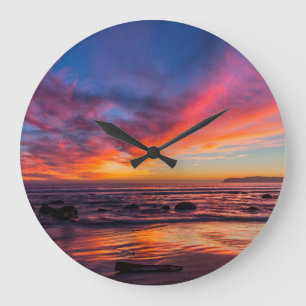 Sunset over the Pacific from Coronado 2 Large Clock