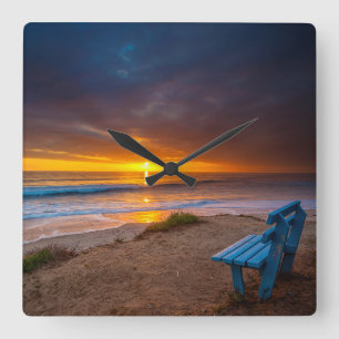 Sunset over the Pacific Ocean Square Wall Clock