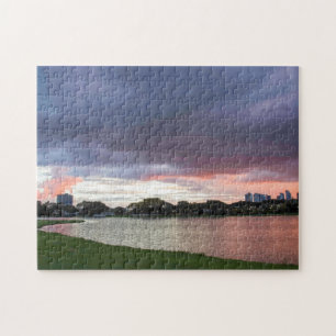 Sunset Over The Park Jigsaw Puzzle