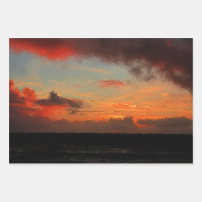 SUNSET OVER THE SEA WRAPPING PAPER SHEET (Front 2)