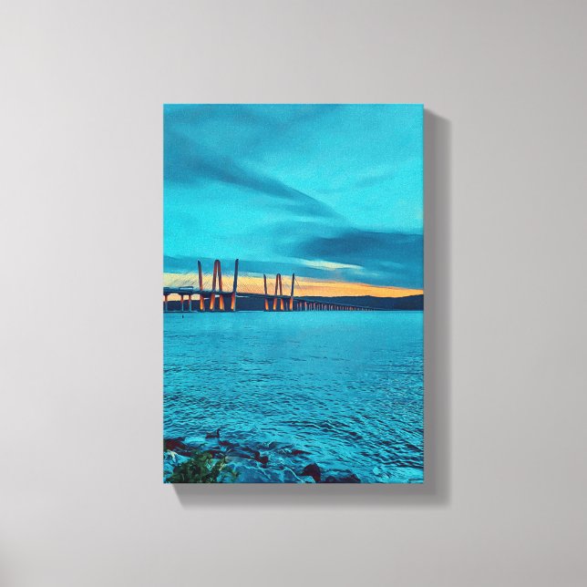 Sunset over the Tappan Zee Bridge New York Canvas Print (Front)