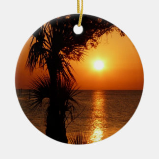 Sunset Over the Warm Water Ceramic Tree Decoration