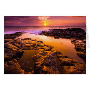 Sunset over tide pools, Hawaii