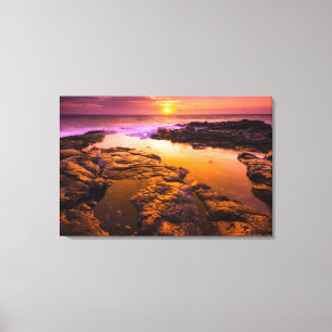Sunset over tide pools, Hawaii Canvas Print