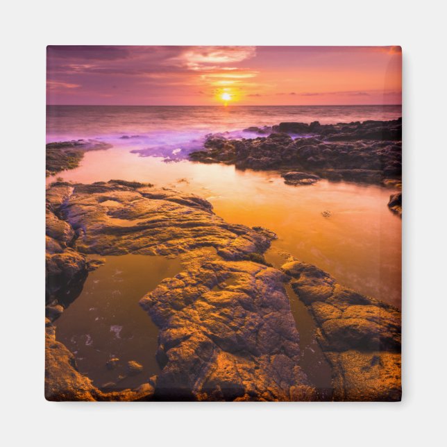 Sunset over tide pools, Hawaii Magnet (Front)