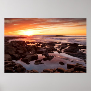 Sunset Over Tide Pools Poster