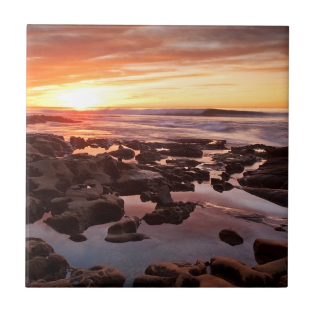 Sunset Over Tide Pools Tile (Front)