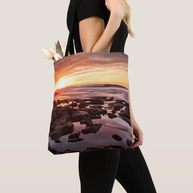 Sunset Over Tide Pools Tote Bag (Close Up)