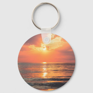 sunset over water key ring