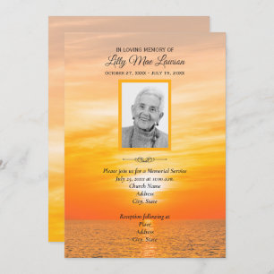 Sunset over Water Memorial Service Invitations