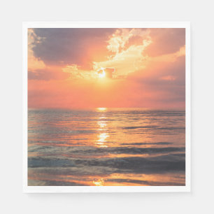 sunset over water napkin