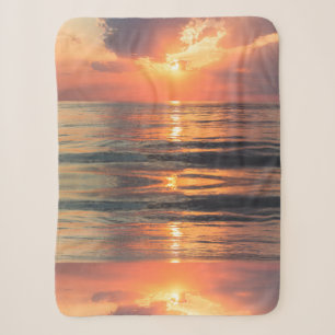 sunset over water sherpa blanket