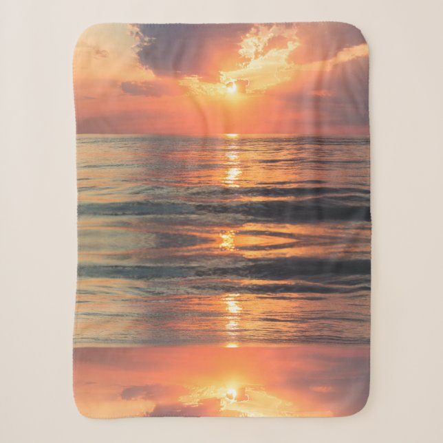 sunset over water sherpa blanket (Front)