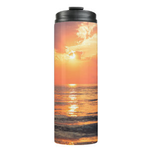 sunset over water thermal tumbler