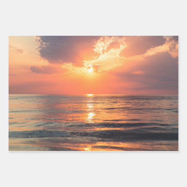 sunset over water wrapping paper sheet (Front)