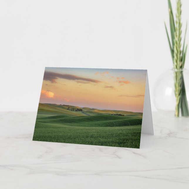 Sunset over Wheat Fields | Washington State Card (Front)