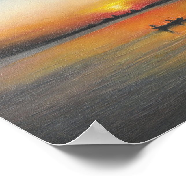 Sunset painting acrylic painting canvas print (Corner)