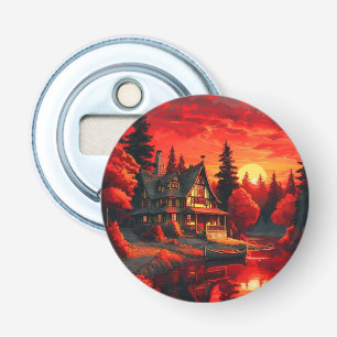 Sunset Painting with Cottage and Lake-66633 Bottle Opener