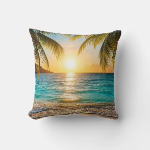 Sunset Palm Beach Decorative Throw Pillow