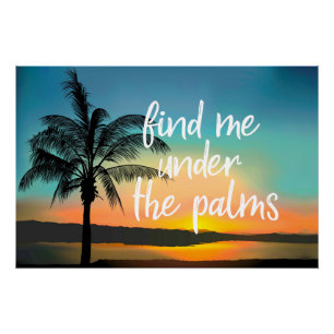 Sunset Palm Hawaiian Tropical Sentiments Poster