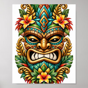 Sunset Palm Tiki Poster