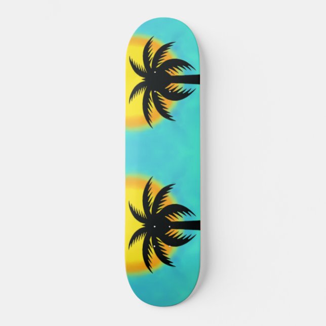 SUNSET PALM TREE BLUE SKATEBOARD (Front)