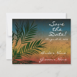Sunset Palm Tree Branch Save the Date Invitation
