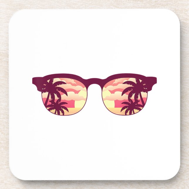 Sunset Palm Trees Beach Summer Vacation Tropical S Coaster (Front)