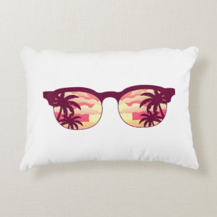 Sunset Palm Trees Beach Summer Vacation Tropical S Decorative Cushion