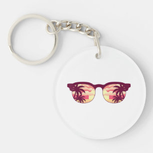 Sunset Palm Trees Beach Summer Vacation Tropical S Key Ring