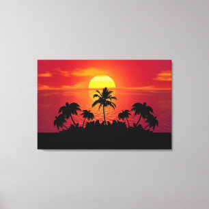 Sunset Palm Trees Silhouette-16514 Canvas Print