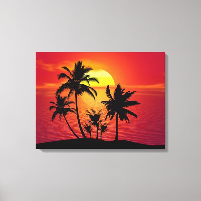 Sunset Palm Trees Silhouette-16514 Canvas Print (Front)