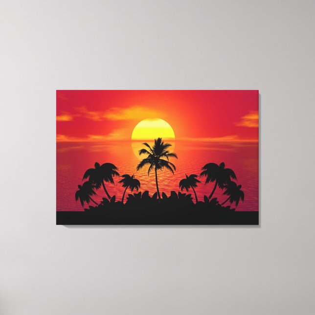Sunset Palm Trees Silhouette-16514 Canvas Print (Front)