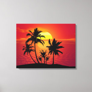 Sunset Palm Trees Silhouette Design-65143 Canvas Print