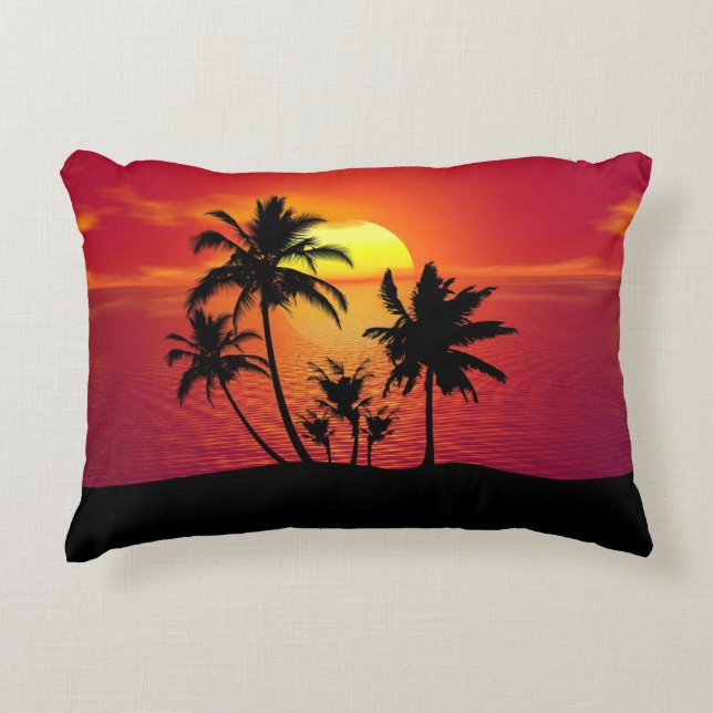 Sunset Palm Trees Silhouette Design-65143 Decorative Cushion (Front)