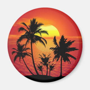 Sunset Palm Trees Silhouette Design-65143 Magnet