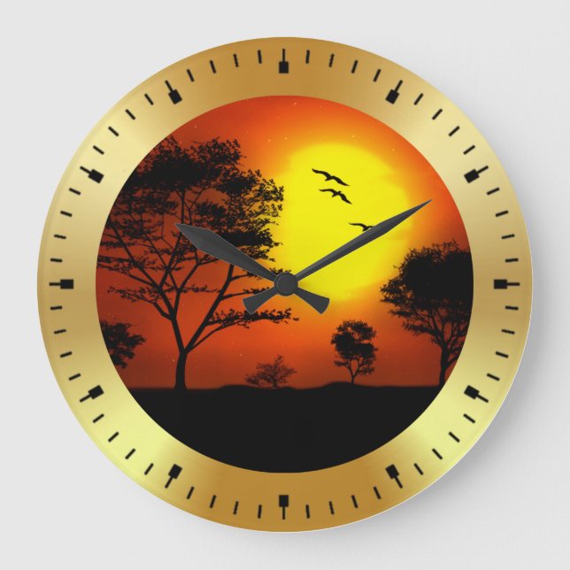Sunset Palm Trees Silhouettes-68677 Large Clock (Front)
