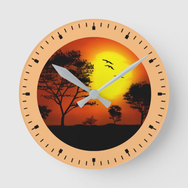 Sunset Palm Trees Silhouettes-68677 Round Clock (Front)