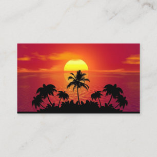 Sunset Palm Trees Silhouettes Business Card