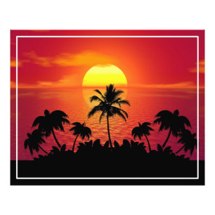 Sunset Palm Trees Silhouettes illustration Photo Print