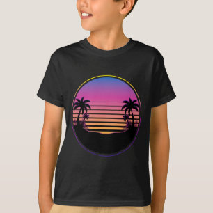 Sunset palm trees summer vacation beach tropical T-Shirt