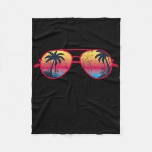 Sunset Palm Trees Sungles Beach Tropical Summer Me Fleece Blanket