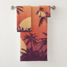 Sunset Palm Trees Tropical Beach