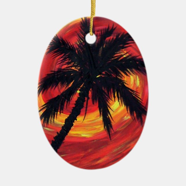 Sunset palms ceramic tree decoration (Front)