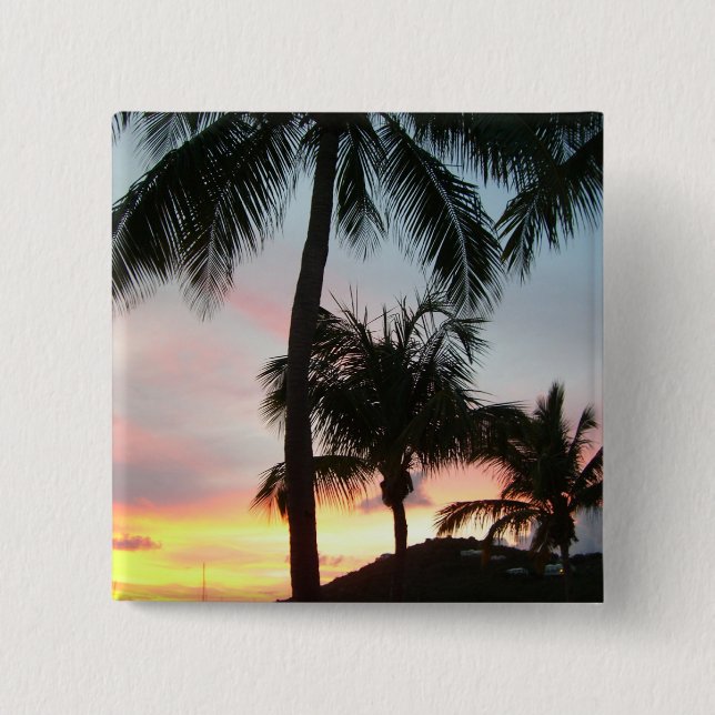 Sunset Palms Tropical Landscape Photography 15 Cm Square Badge (Front)