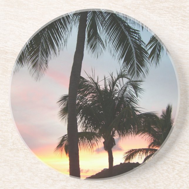 Sunset Palms Tropical Landscape Photography Coaster (Front)